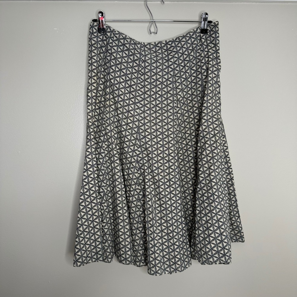GAP Women's‎ Size 10 A-Line Midi Skirt Geometric Print Cotton Belted Waist Y2K